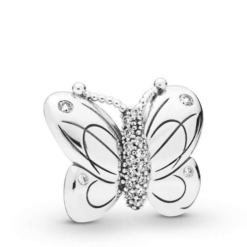 Pandora Decorative Butterfly Charm NZ, Sterling Silver (103574-HBS)